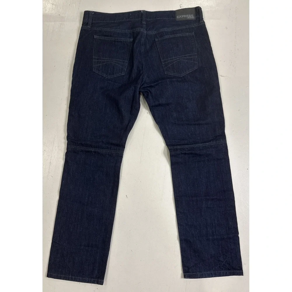 Express Men's 34x30 Rocco‎ Moto Slim Fit Skinny Leg Blue Jeans Dark Wash Denim
